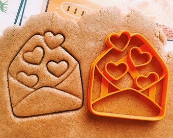 envelope with hearts Cookie Cutter letter love cookiecutter cookies custom shape custom size custom picture