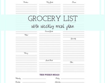 categorized grocery list