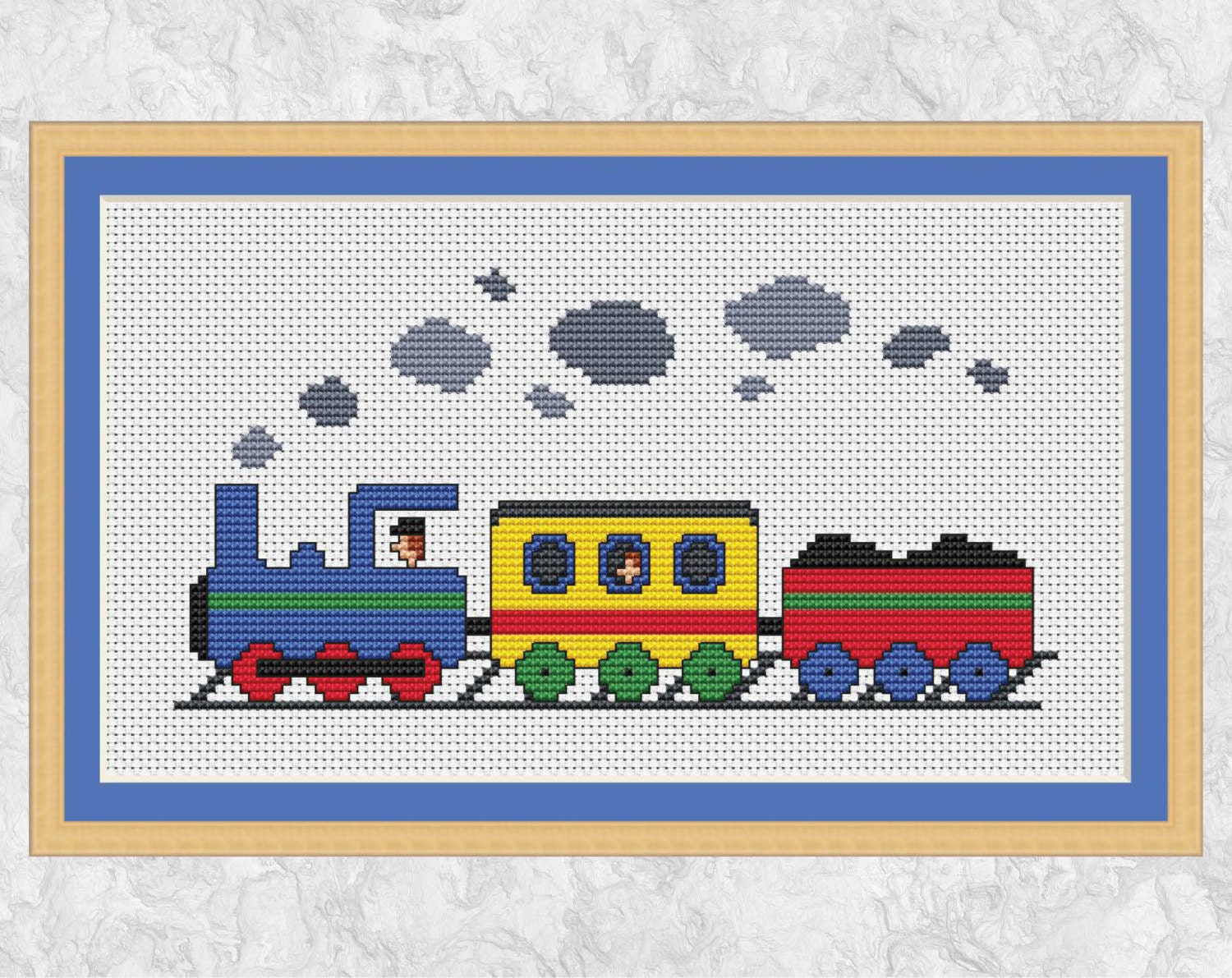 Steam train cross stitch pattern PDF printable counted cross