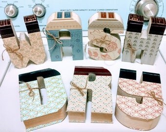 Book Letters - MINIs - Custom UpCycled Vintage Readers Digest - A, B, C, 1, 2, 3