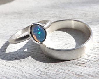 opal wedding ring set delicate opal ring silver white opal engagement ring set - Opal Wedding Ring Sets opal wedding ring set delicate opal ring silver white opal engagement ring set - Opal Wedding Ring Sets