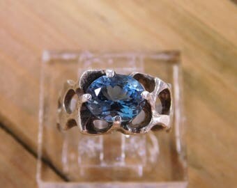 Sterling Silver London Blue Topaz Ring Size 10.5