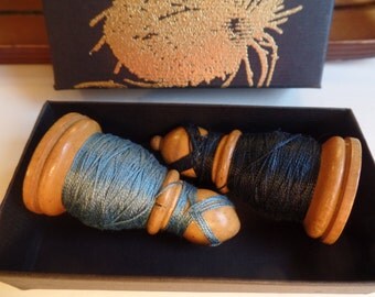 Chess Spool Bishop Mercerised Cotton Reel thread vintage haberdashery Blue