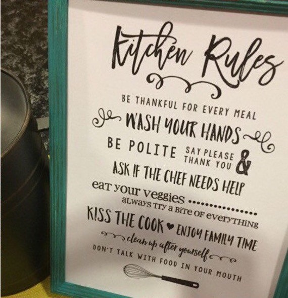 Dining room wall art sign funny kitchen rule sign table