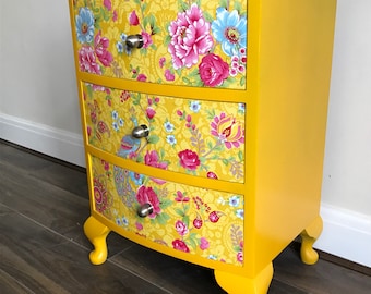 Upcycled spray-painted queen ann chest of drawers