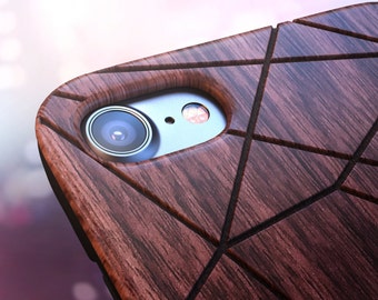 Geometric iPhone SE 5c 5s 5 6 /6s 7 Plus Case | iPhone 7 Case | Samsung Galaxy S6 / S7 | Real Wood Case | Laser Engraved iPhone Wooden Case