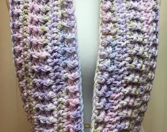 Pastel Scarf, Crochet Scarf, Lavender Scarf, Purple Scarf, Chunky Scarf, Infinity Scarf, Crocheted Scarf, Circle Scarf, Gifts for Her
