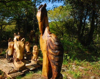 120cm Chainsaw Carving Oak Wood Heron