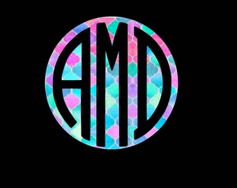 Patterned monogram decal- Glitter monogram decal-l- Monogram Decal- Monogrammed car decal- Glitter laptop decal- monogrammed phone decal