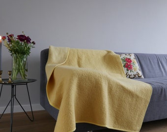 Lovely Yellow Wool Throw Blanket - vintage