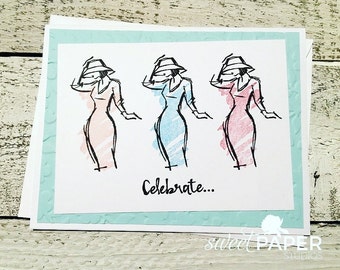 Beautiful You Card, Feminine Birthday Card, Handmade Beautiful Card, Celebrate, Beautiful Greeting Card, Girl Birthday Card