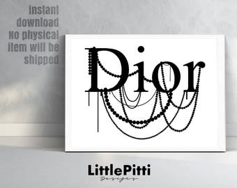 Christian Dior, Dior logo, christian dior logo, made in france, fashion wall art, fashion logo, fashion print, gift for her, black and white