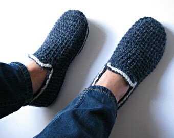 Felt Soles Crochet Slippers, House Slippers, Men Loafers, House shoes, House Boots, Adult Slippers, Gift for Men, Mens Gift, Una Creations