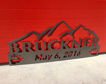 Custom Metal Sign - Last Name | Mountains | Established Year | Personalized | Wedding Gift | Christmas Gift | #1002