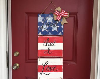 Patriotic door hanger, Memorial Day door hanger, 4th of July door hanger, July 4th door hanger, patriotic wreath, American flag door hanger