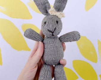 Plush Bunny, Grey Bunny, Baby Photo Prop, Baby Gift, Handmade Doll, Baby Soft Toy, Newborn Photo Prop, Wool Toy, Stuffed Animal, Knit Toy