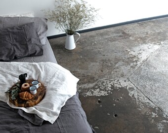 100% Pure Linen Flat Sheet - White - Natural Stone Washed Bed Sheet