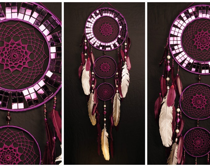 Dreamcatcher mosaic burgundy garnet Dream Catcher Large Dreamcatcher gift idea NEW YEAR dreamcatcher Christmas boho dreamcatcher gift