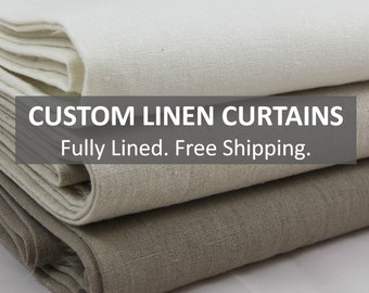 Custom Linen Curtains: FREE Shipping, Fully Lined, Six Styles - Window Curtains, Made to Measure Drapes, Window Panels