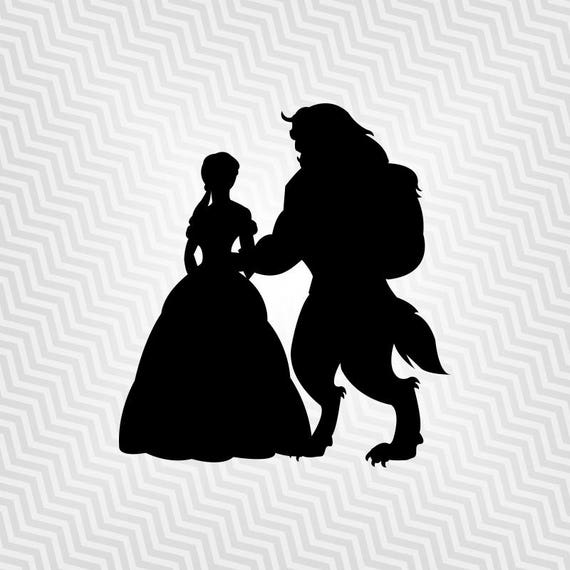 Beauty and The Beast Silhouette Outline CutoutVector art