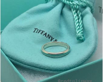 Authentic Tiffany & Co. Blue Enamel Ring, Size 5