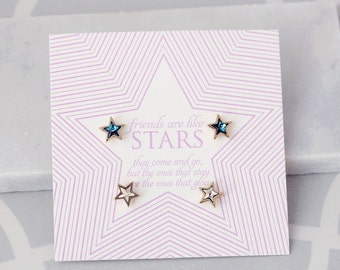 Tiny Stud earrings | Best Friends Card | Friendship Jewelry | Bestfriend | Dainty Jewelry | Card for BFF | Friendship card | Gold earrings |