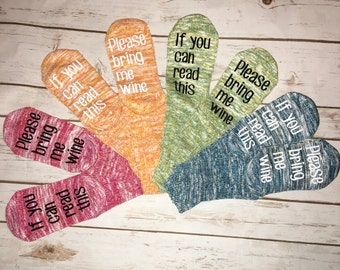 If you can read this bring me wine socks- WOMENS green blend