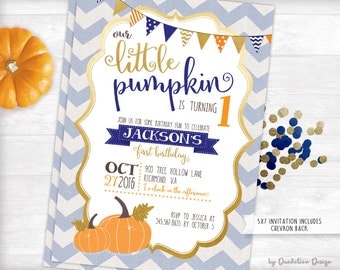 Our Little Pumpkin is turning ONE Invitation Printable