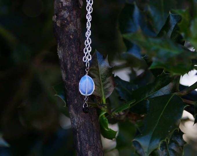 Opalite Moonstone and Garnet Necklace, Chakra Necklace, Opalite Pendant, Unique Birthday Gift, January's Birthstone, Garnet Necklace