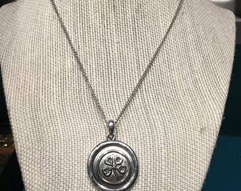 Four leaf clover wax seal necklace