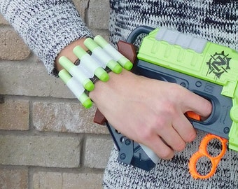 Nerf Gun Bullet Dart Holder Wrist-Band Rambo Bandolier Adjustable Size from 6"-7.5" wrist