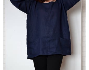Plus size blouse, linen blouse,plus size linen top, plus size linen, loose linen shirt, plus size summer blouse, womens linen kimono blouse