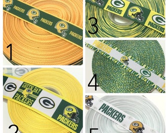 Green Bay Packers Ribbon by the Yard, Green bay Ribbon, Packers Grosgrain Ribbon, NFL Packers Ribbon