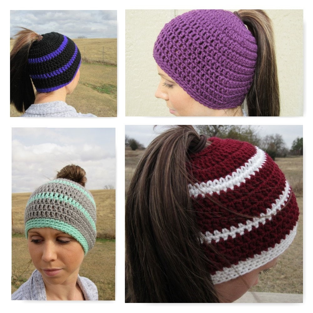 Ponytail Hat/Crochet Hat/Ponytail Hole by CountyRoadCrochet