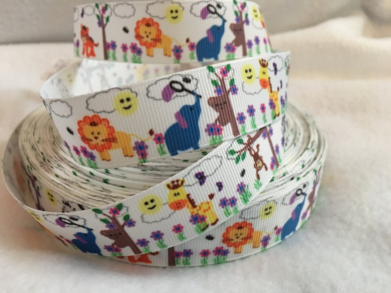 Jungle Animals Ribbon Safari Grosgrain Ribbon Cute Ribbon