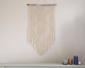 Large modern macrame woven wall hanging (bohemian, navajo style) made by hand in the UK