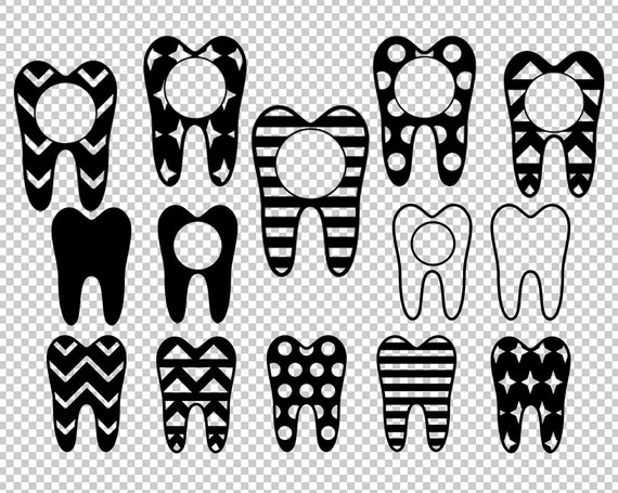 Download Tooth SVG cutting files, Patterned tooth clipart, Tooth monogram svg, Tooth SVG, Cricut, Teeth ...