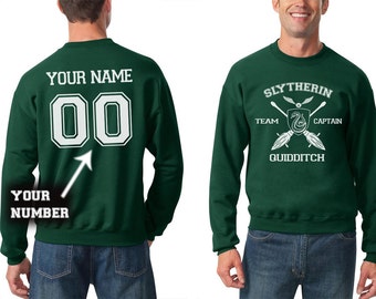 Slytherin sweatshirt Team Captain Quidditch sweatshirt Customize name and number Unisex S - XXL