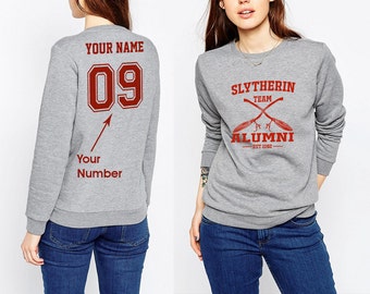 Slytherin Team Hogwarts Alumni Insipered by Harry Potter Costumize Name Quiddicth Ravenclaw Sweatshirt Hufflepuff Sweater Griffindor Unisex