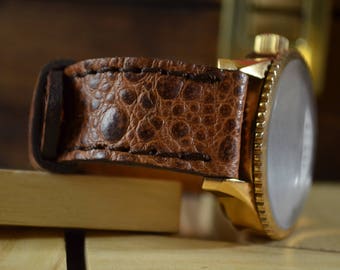 MA watch strap 22 20 18 mm Genuine Toad Skin Havana Matte I fits Breitling, Rolex, Omega, etc. Toad Havana Matte I Classic Style Handmade