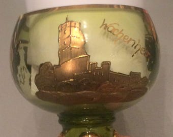 Vintage wine glass,Castle Wachenheim, wine glass, gilded, cut glass,