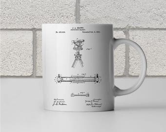 Surveyors Transit Patent Art Mug Gift, Surveyor Mug, Surveyor Gift, Theodolite, Engineer Gift, Civil Engineering, Civil Engineer Gift