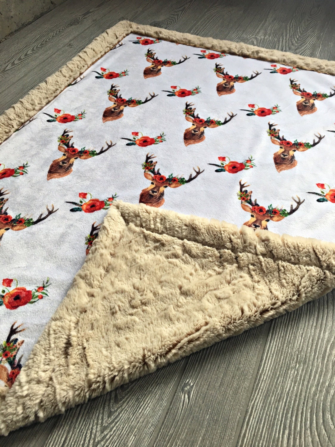 Deer Minky Baby Blanket Crib Blanket Twin Blanket Adult