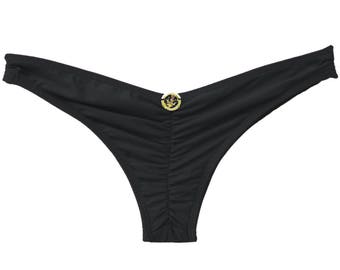 RUCHED Bikini Bottom - Paradise in Black 30%OFF