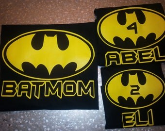 Batman Birthday Shirt Family Batman Themed Shirt Kid's B-day Shirt Children's Clothing BATMOM BATDAD Personalized Birthday Shirt Toddler Tee