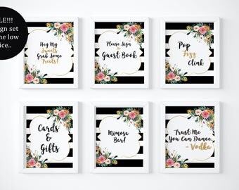 On Sale Today Kate Spade Bridal Shower/ Spade Party/ Pop Fizz Clink/ Bubbly Bar/ Mimosa Bar/ Printable/ Wedding Sign/ Bar Sign/Wedding Decor