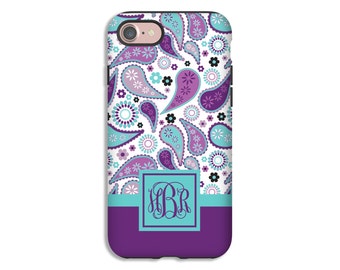 Monogram iPhone 7 case, purple paisley iPhone 7 Plus case, paisley iPhone 6s/6s plus case, iPhone SE case, iPhone 6 Plus case/6 case