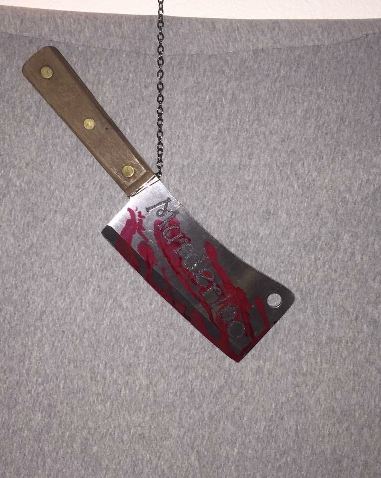 My Favorite Murder meat cleaver hanging decor