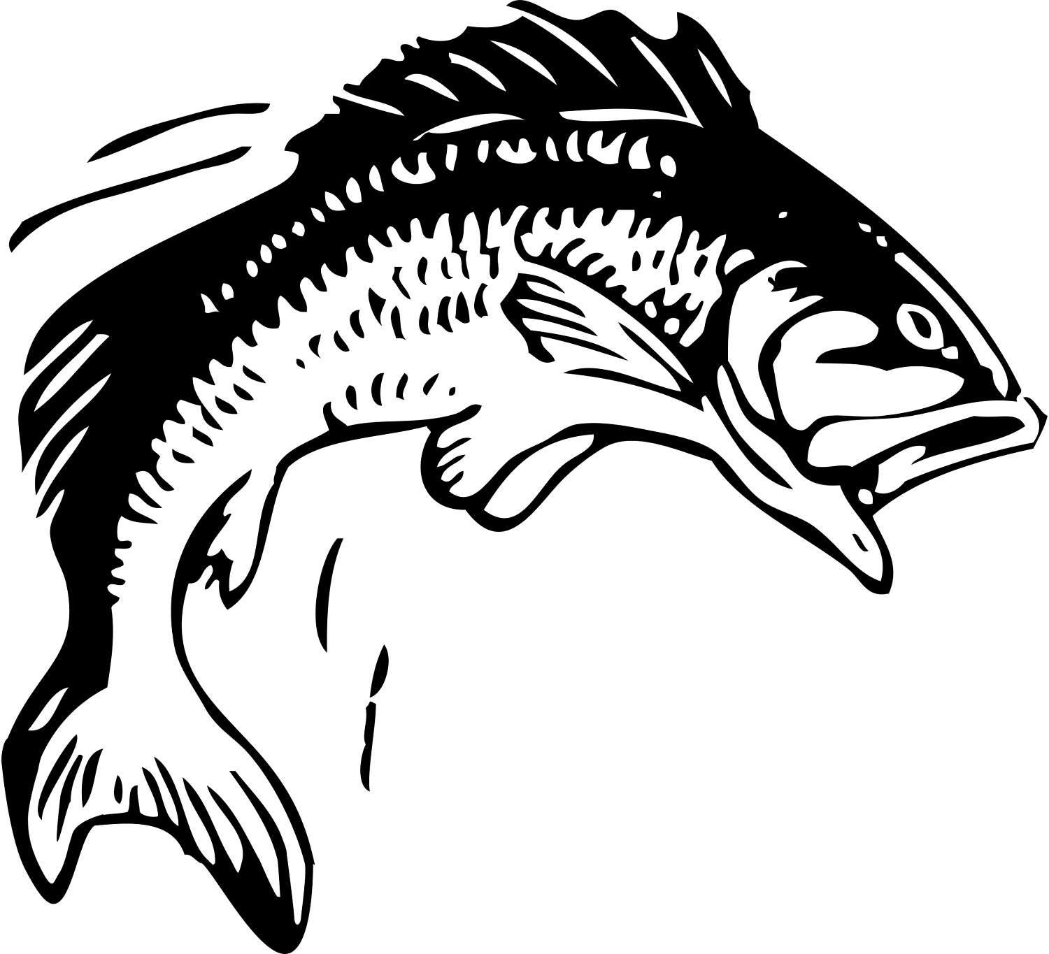 Download Jumping Bass Fish Fresh Water Fishing Hunting .SVG .EPS ...