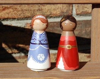 Sofia and Elena peg dolls